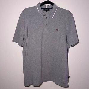 Ted Baker London Camdn Grey Contrasting Collar Short Sleeve Polo Shirt Size 5 XL